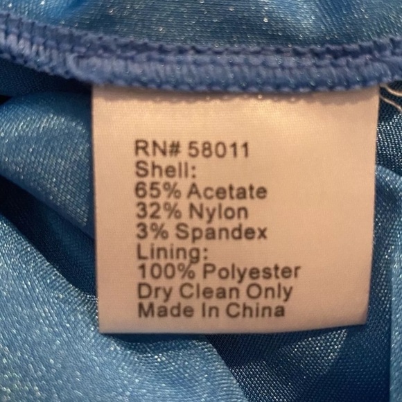 David Meister Blue Satin Sheath Cocktail Dress Womens Size 4‎ (1490) - Picture 4 of 5